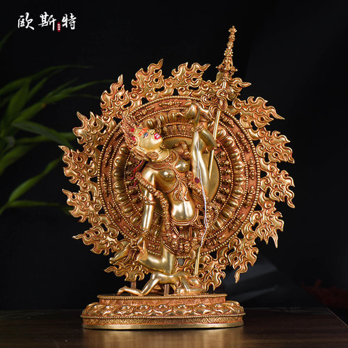 尼泊尔鎏金手工铜像摆件