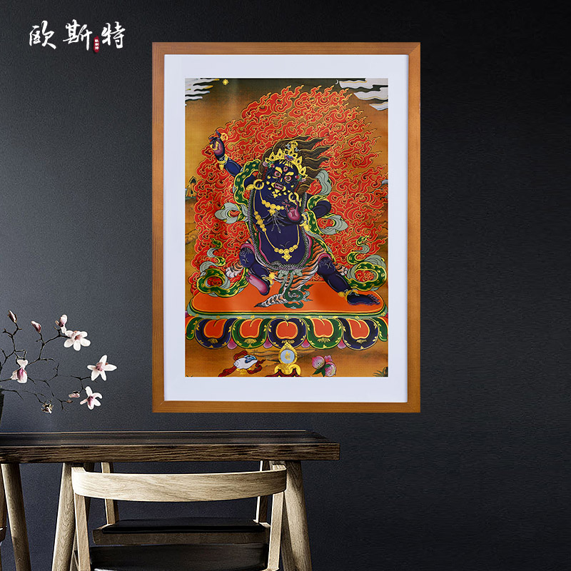 欧斯特西藏客厅实木桃木壁画装饰画金刚手大势至菩萨玄关唐卡挂画