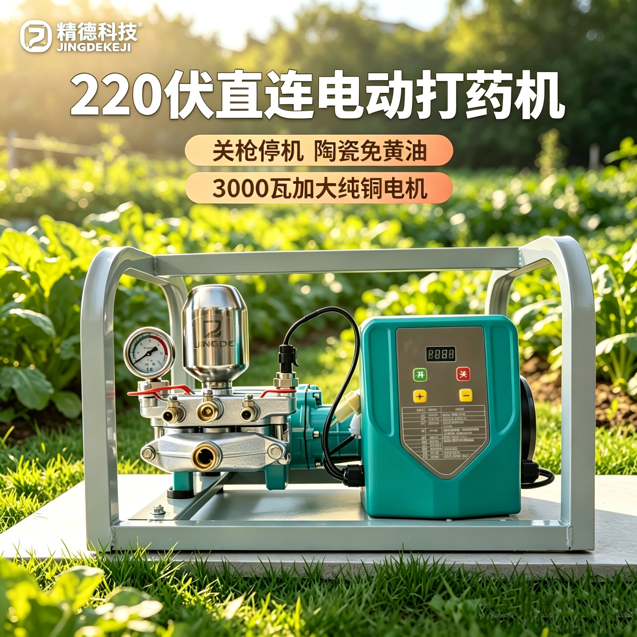 精德220V免黄油直连电动打药机