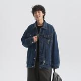 破洞牛仔夹克高品质复古做旧痞帅外套Q761-P90控128，男装夹克，星座617A-5（原A405）