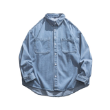 工装风宽松牛仔衬衫2025秋款长袖衬衣都市男生外套Q151-P65控88，男装衬衫，星座617A-5（原A405）