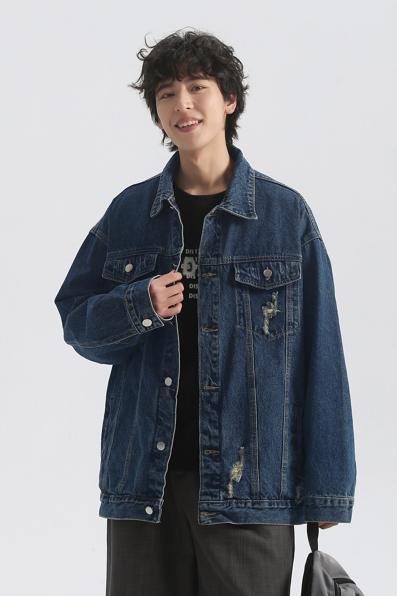 破洞牛仔夹克高品质复古做旧痞帅外套Q761-P90控128,男装夹克,星座617A-5（原A405）