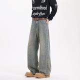 复古黄泥色做旧美式宽松牛仔裤H786-P65控88，男装牛仔裤，星座617A-5（原A405）