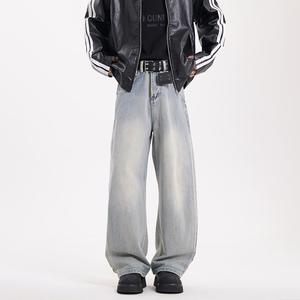 廓形宽松牛仔裤 春夏季新款直筒阔腿裤 H774-P65控88,男装牛仔裤,星座617A-5（原A405）