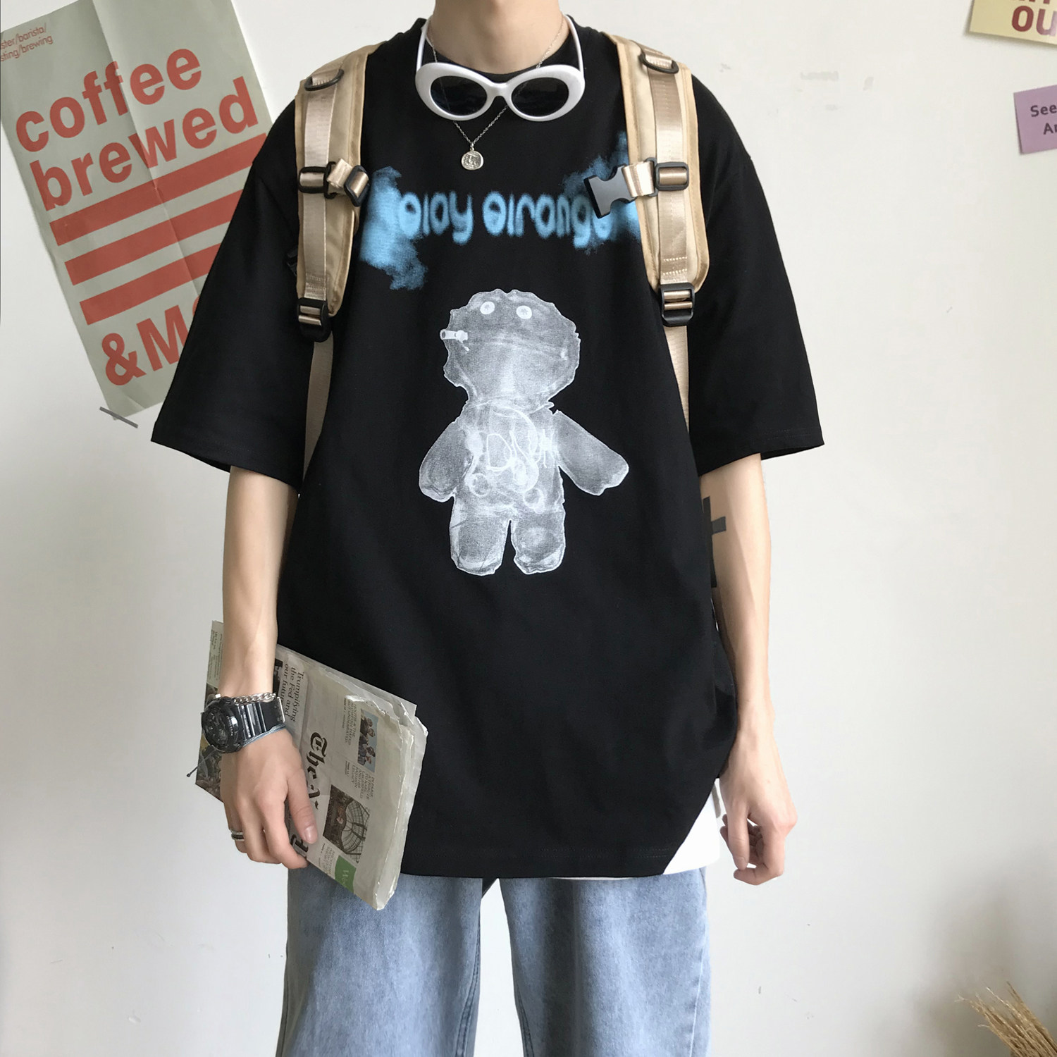 夏季新款圆领创意印图青少年半袖宽松韩版短袖T恤衫潮G844-P28,男装T恤,星座617A-5（原A405）