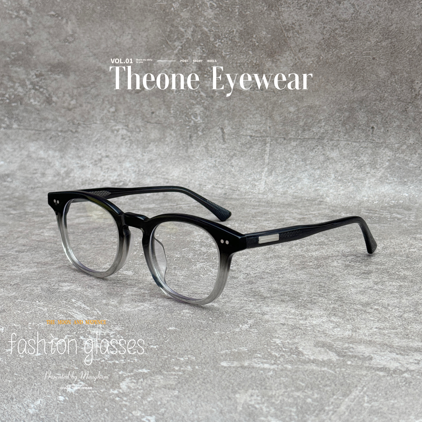 140mm日系复古板材眼镜框