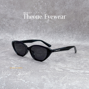 复古韩系猫眼小框偏光墨镜高级感TR90防紫外线太阳眼镜可配近视潮