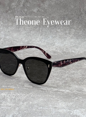 复古老钱风太阳眼镜高清尼龙镜片高级感大框平面一体猫眼墨镜女潮