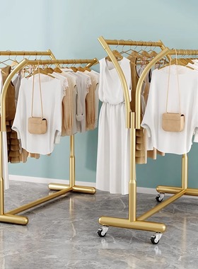 服装店展示架中岛架落地男女装童装双排中间货架双杠裤子侧挂衣架