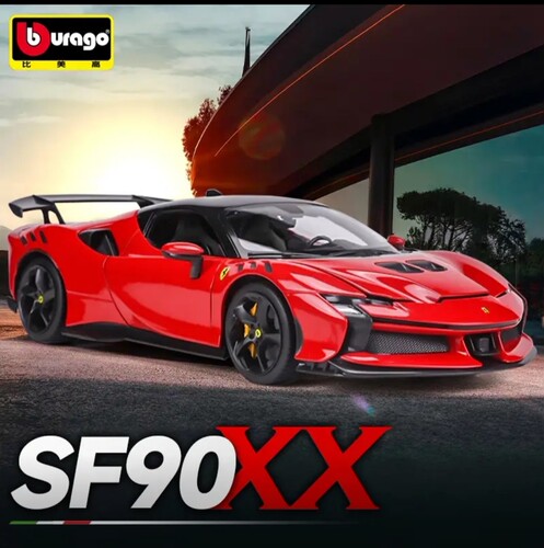 Burago正版授权1：18法拉利SF90仿真车模儿童玩具