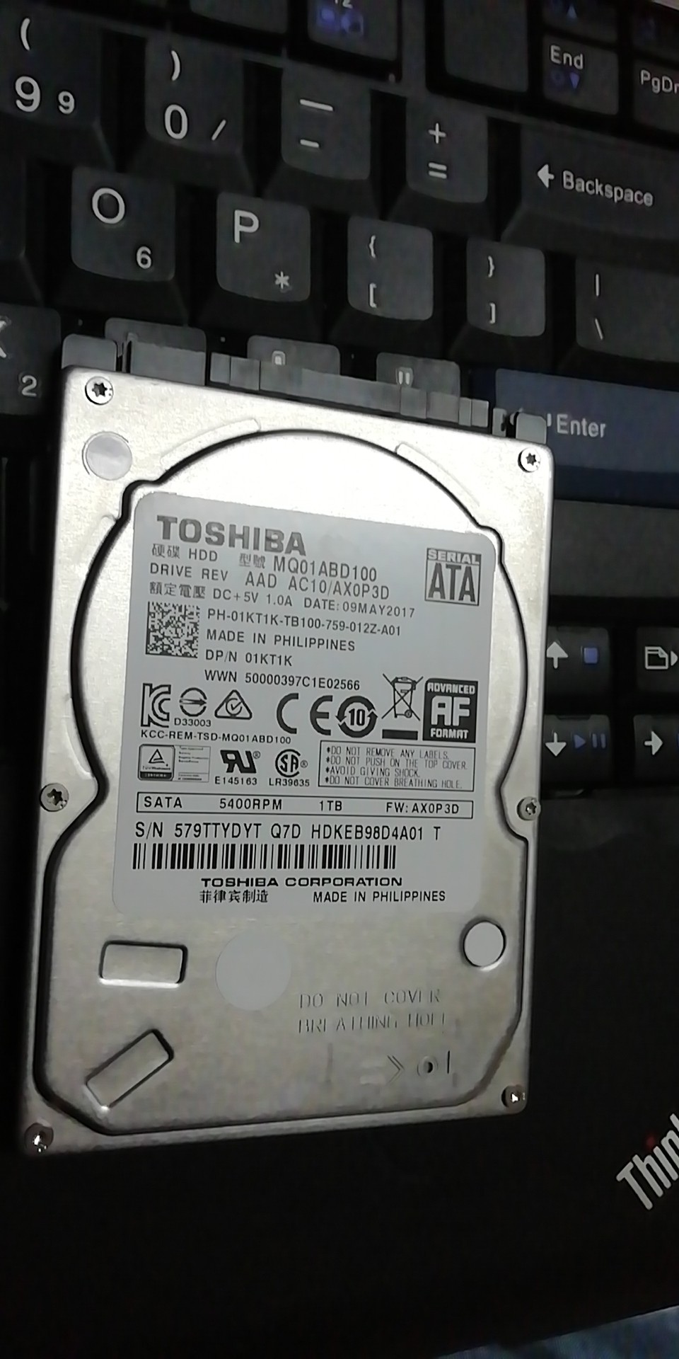 /MQ01ABD100 1TB2.5寸 5400转 8M缓存9MM笔记本机械硬盘 HDD