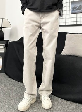 浅色牛仔裤男春夏新款高级感水洗莫兰迪灰休闲微宽松窄版直筒裤潮