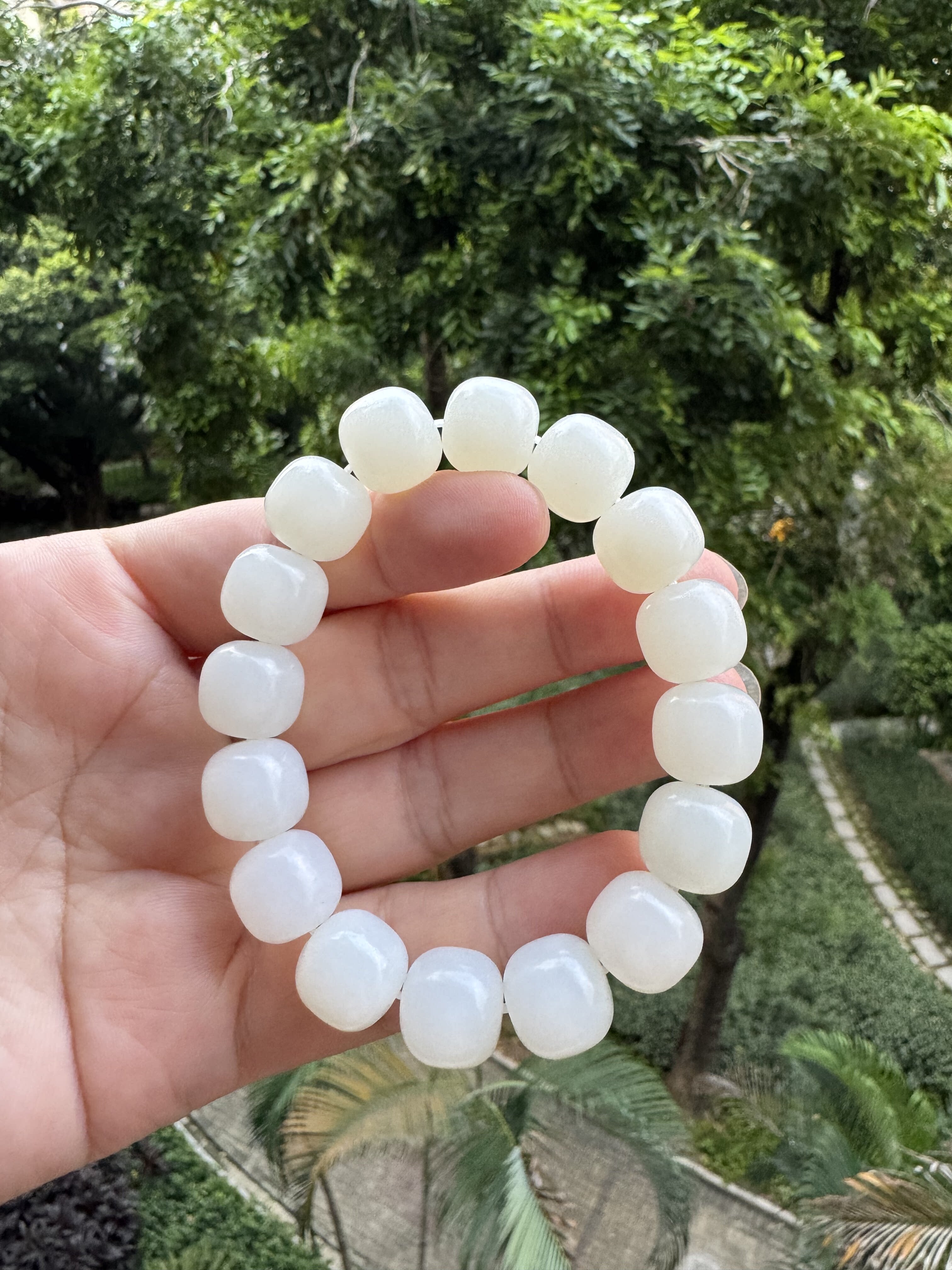 新疆和田玉直切手串天然玉石羊脂级白玉俄料白玉一级细料高端