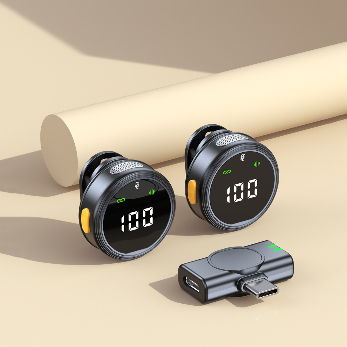 新款纽扣磁吸无线领夹麦收音录音降噪主播手机直播麦克风数显通用