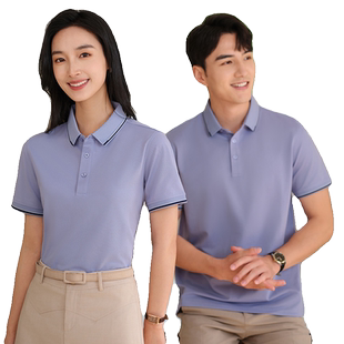 定做夏季男女高端酒店工作制服上衣Polo衫印字刺绣LOGO翻领短袖T