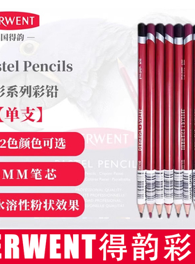 进口Derwent得韵色粉彩铅Pastel pencils艺术家级粉彩画铅笔单支
