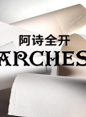 法国进口ARCHES阿诗水彩纸毛边水印300/356/640g全开超大张粗中细