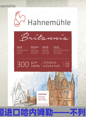 进口哈内姆勒不列颠水彩本Britannia 四面封胶 粗中细纹300g12页