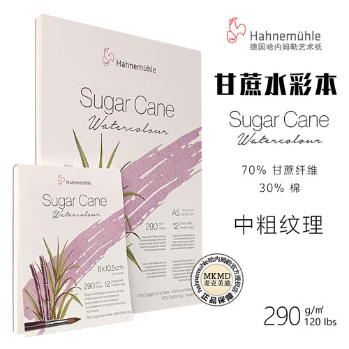 德国进口Hahnemühle哈内姆勒水彩本甘蔗纤维纸SugarCane290g中粗
