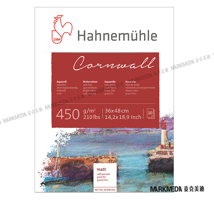 进口德国哈内姆勒 Cornwall康沃尔水彩本450克四面封胶 中粗 粗纹