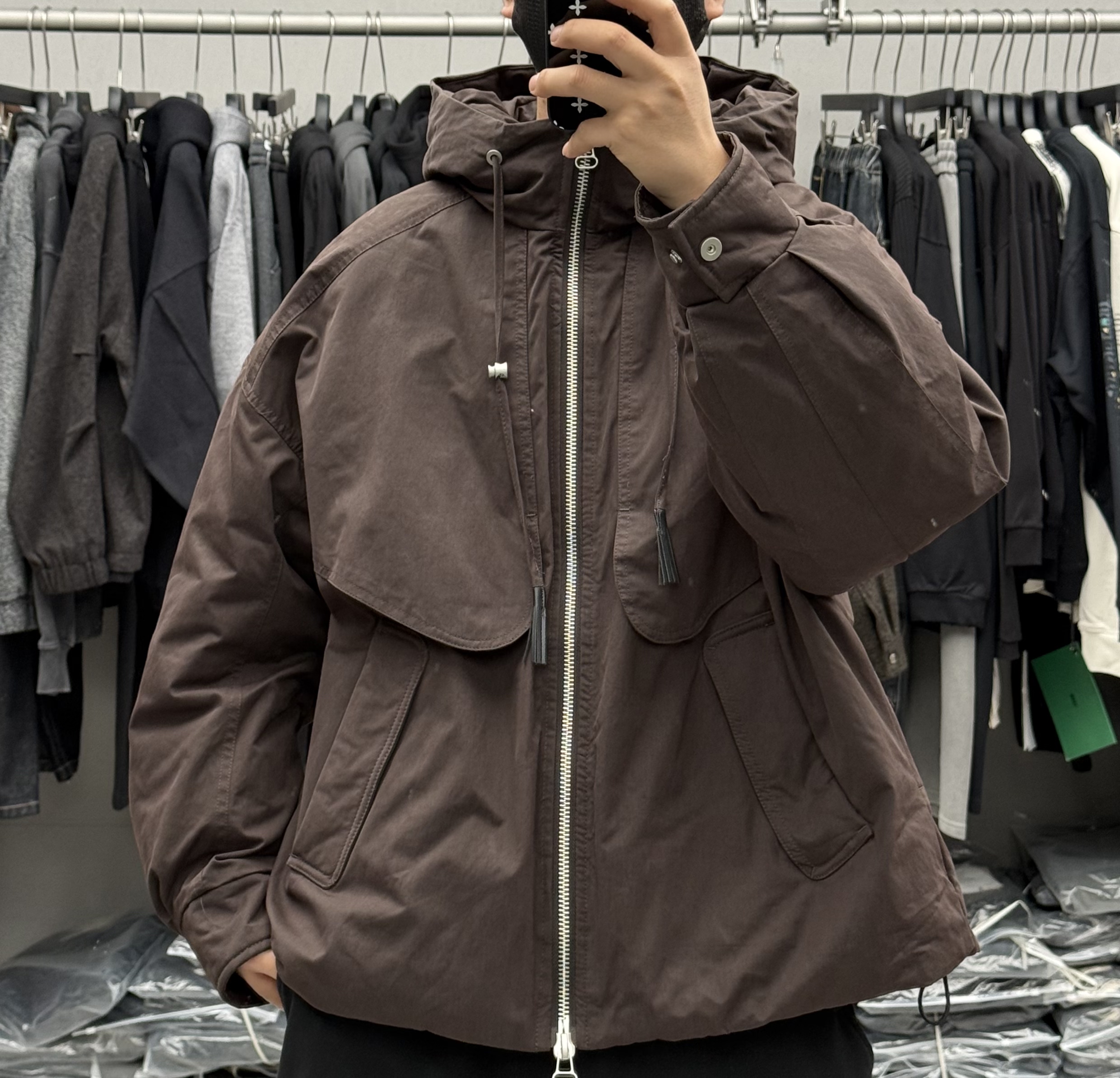 日系潮牌工装大口袋连帽羽绒服男冬季户外宽松保暖通勤冲锋衣外套