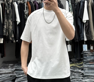 山形夏季男高级感简约线条拼接短袖T恤韩版时尚百搭修身薄款半袖t