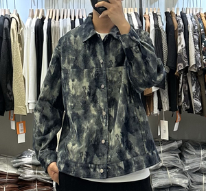 美式个性复古扎染翻领夹克男2024秋季新款高品质时尚轻奢休闲外套