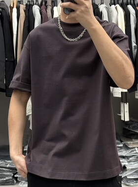 CSL春夏新款男重磅纯色净版圆领短袖T袖韩系休闲宽松百搭打底半袖