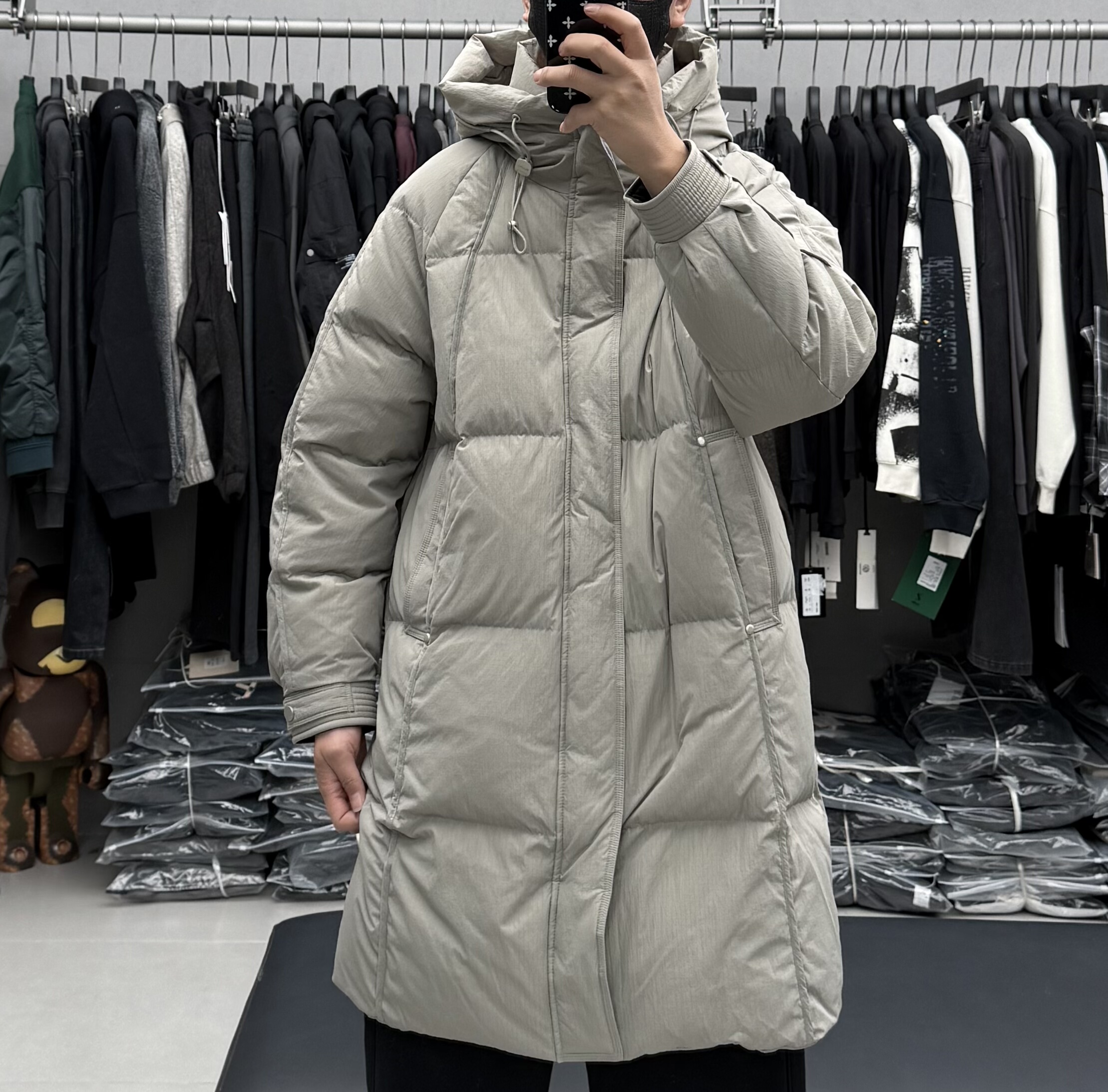 242g高充蓬松感90白鸭绒连帽中长款羽绒服男冬季户外防寒风衣外套