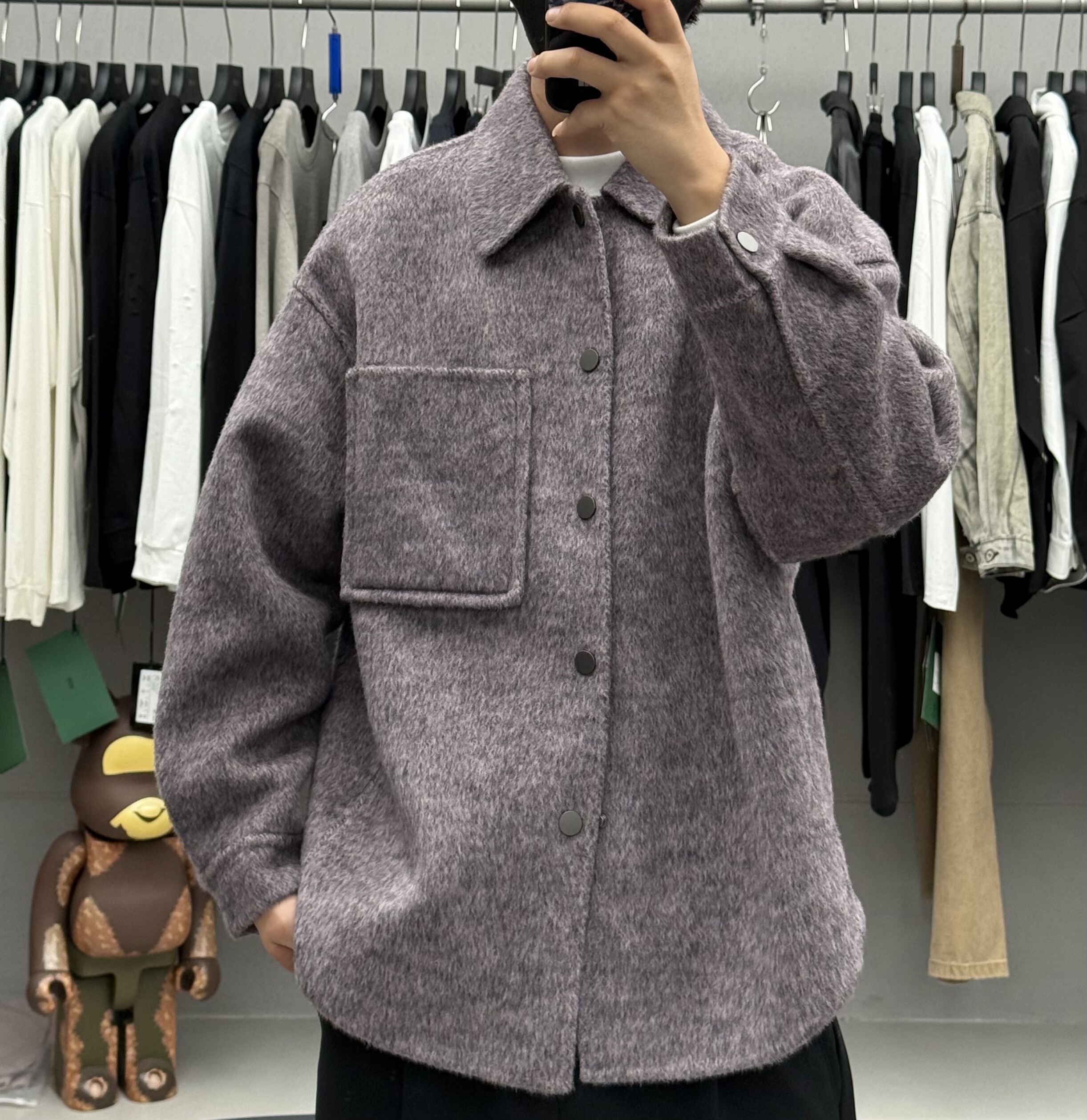 高级感轻奢小香风翻领双面羊毛大衣男秋冬韩系宽松保暖骆驼绒外套