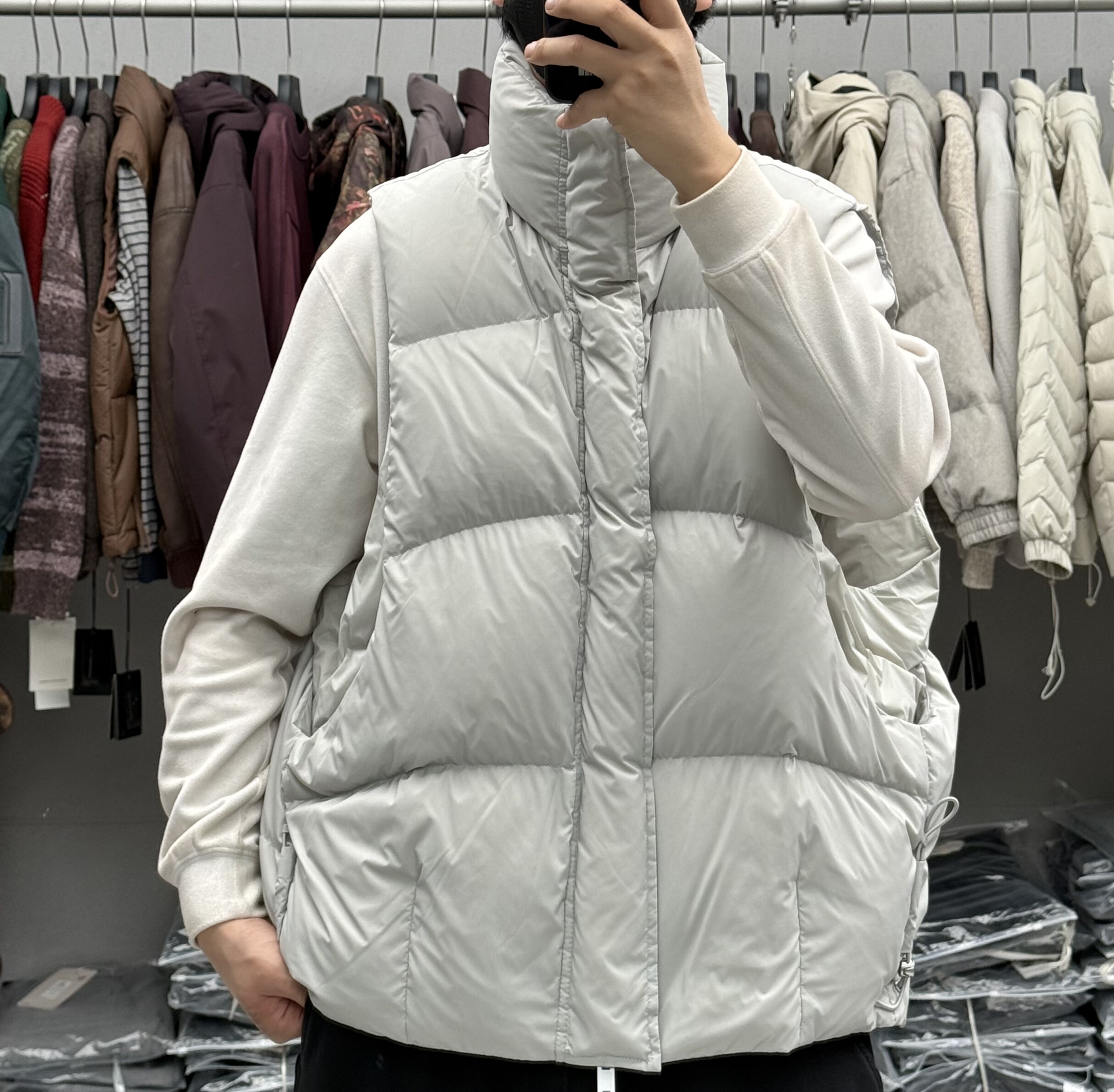 目写冬季假两件高蓬松轻便立领羽绒背心男户外宽松保暖御寒马甲潮