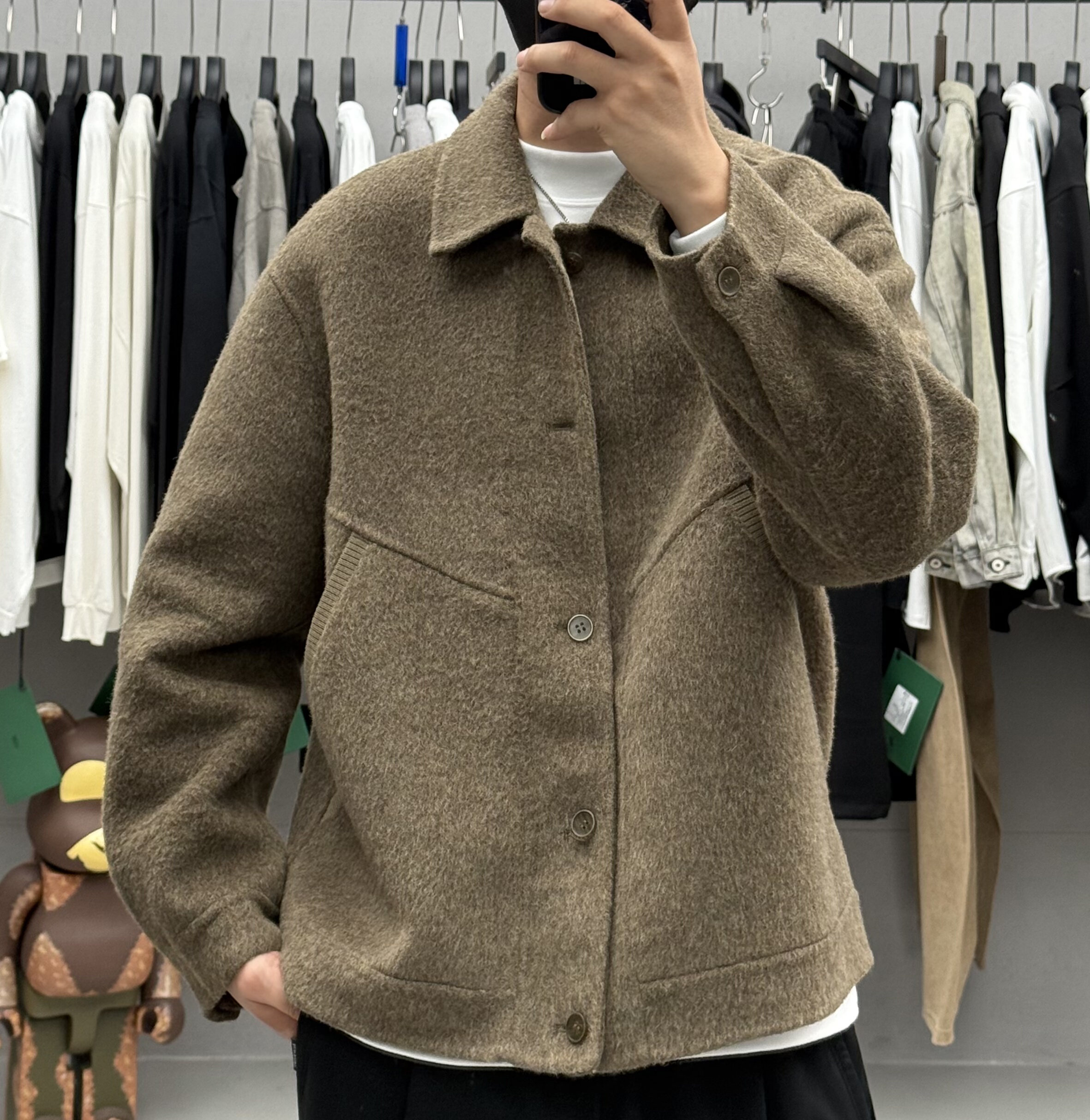 高端轻奢翻领短款双面绵羊毛呢大衣男秋冬休闲加厚保暖修身外套潮