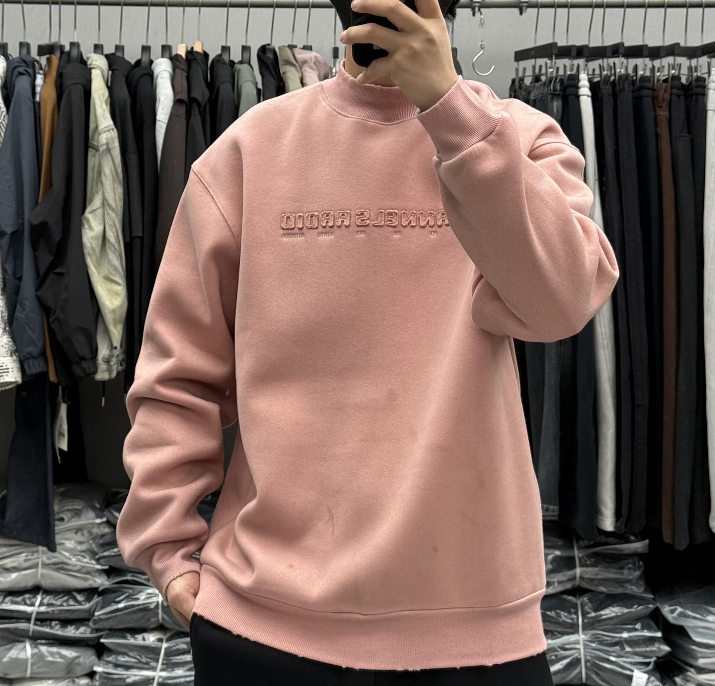 美式潮流立体字母刺绣半高领加绒卫衣男冬季高品质加厚保暖上衣潮