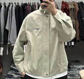 夹克美式 2026春季 男轻奢极简复古立领工装 休闲宽松痞帅通勤外套