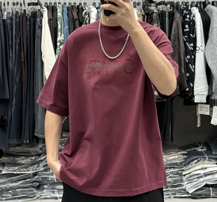 半袖 OD1夏季 复古宽松痞帅阔版 T恤美式 男重磅做旧纯棉字母印花短袖