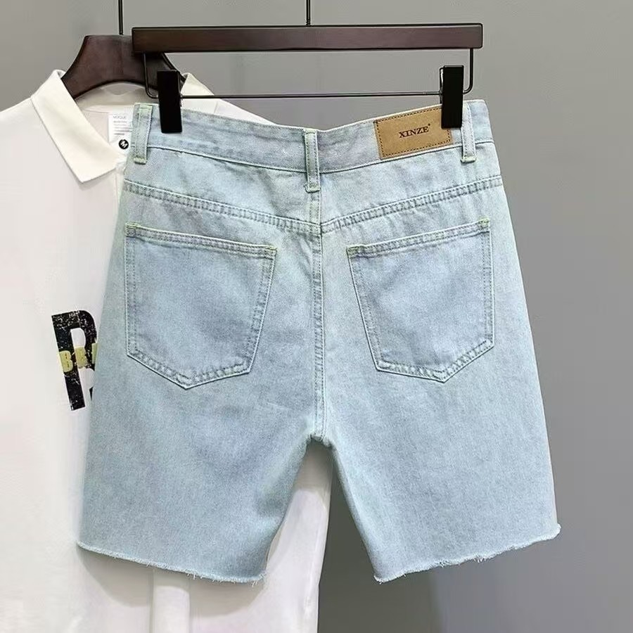 短裤男夏季五分裤子网红百搭韩版流行青年2025年毛边牛仔裤薄款,男装,短裤,淘宝优惠券,粉丝福利购,淘宝优惠卷