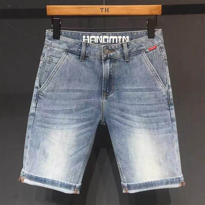 豚沐鸟薄款牛仔短裤男夏季弹力中裤直筒马裤男士宽松休闲五分裤子,男装,短裤,淘宝优惠券,粉丝福利购,淘宝优惠卷