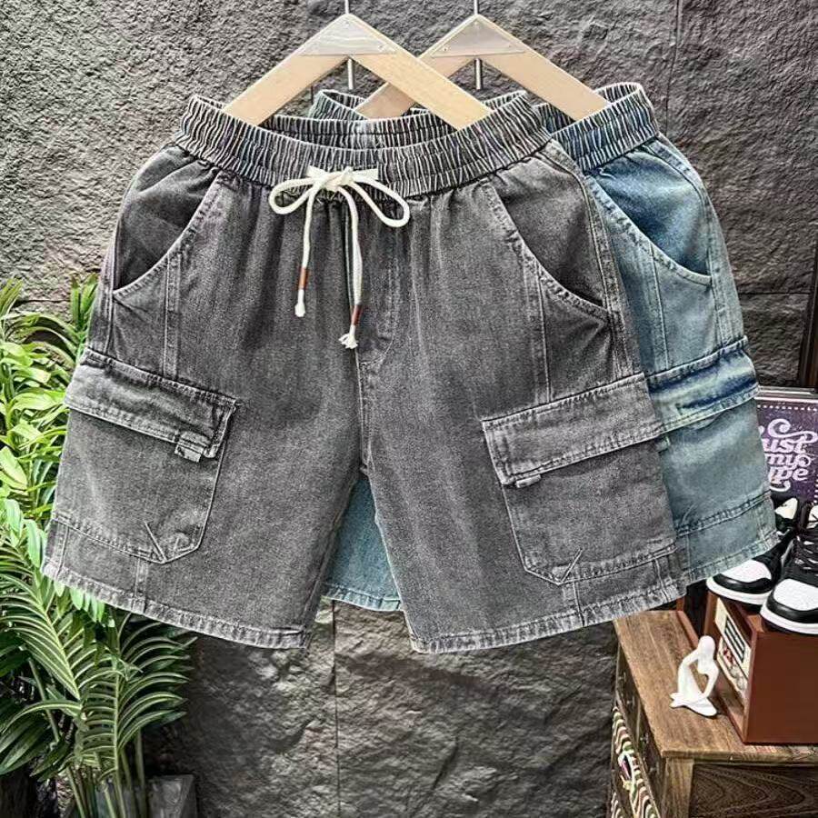 工装牛仔短裤男夏季薄款潮牌宽松男士中裤2025新款休闲男生五分裤