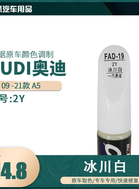 一汽奥迪A5冰川白色油漆汽车补漆笔划痕修复笔自喷漆色号2Y