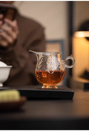 《紫藤花下》浮雕公道杯仙女高颜值高硼硅耐热玻璃分茶器网红茶海