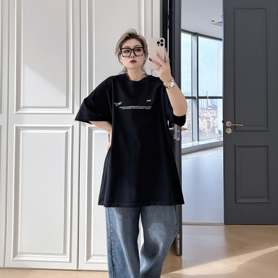 大码女装胖mm美式oversize短袖