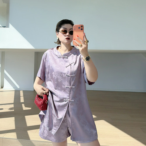 大码女装胖mm新中式国风套装