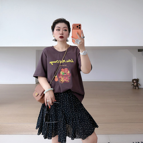 大码女装胖mm减龄百搭短袖上衣
