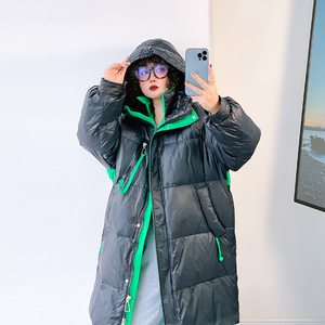 小众高级感大码女装冬季羽绒服女200斤胖mm宽松长款大衣加厚外套