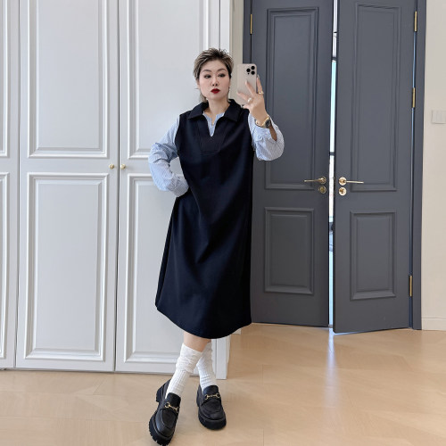 大码女装胖mm设计感减龄连衣裙