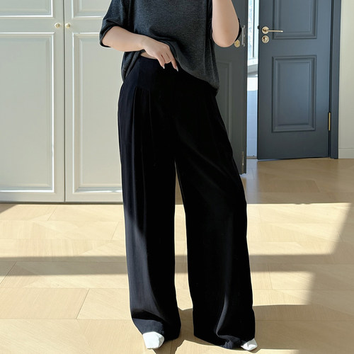 大码女装胖mm显瘦垂感拖地休闲裤