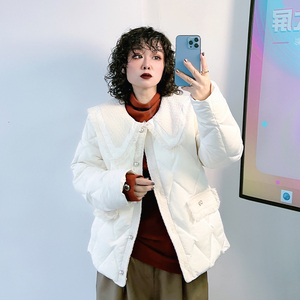 新款大码女装高级感冬装200斤胖mm小个子短款羽绒服女小香风外套