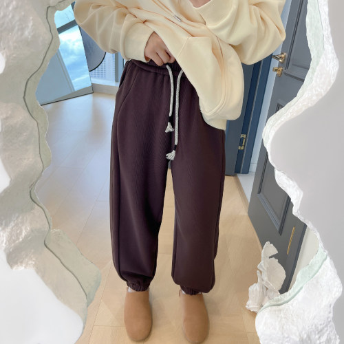 高腰垂感藏肉大码女装休闲长裤子200斤胖mm梨型身材运动束脚卫裤