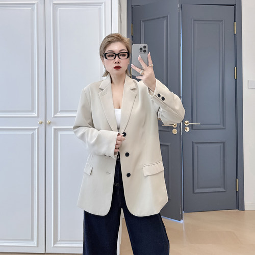 大码女装胖mm休闲西装外套