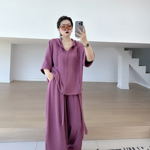 大码女装胖mm松弛感慵懒休闲套装